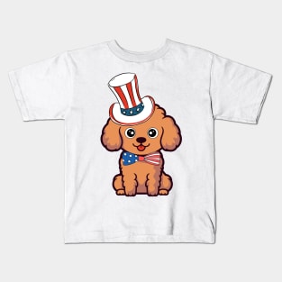 Funny brown dog is wearing uncle sam hat Kids T-Shirt